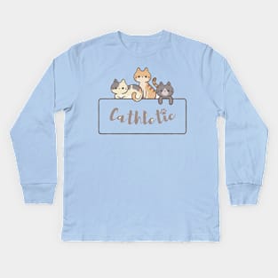 Cat loving athlete Kids Long Sleeve T-Shirt